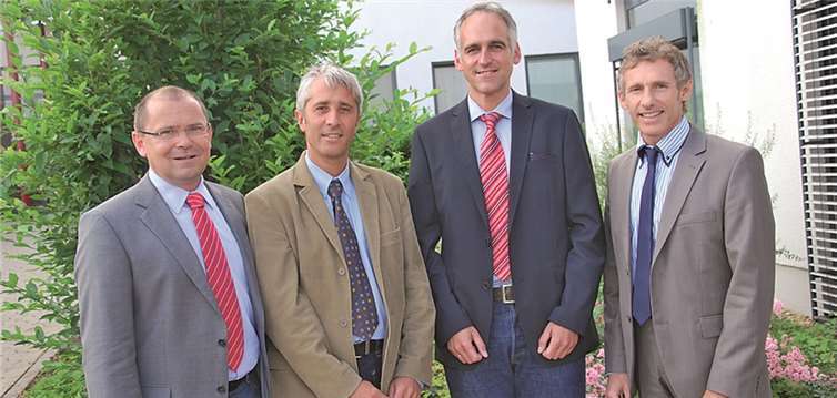 (V. l.) Jörg Klärner (Geschäftsführer), Thomas Zenner, George Koldewey und Franz Josef Bell (Mitglied der Geschäftsführung).Privat
