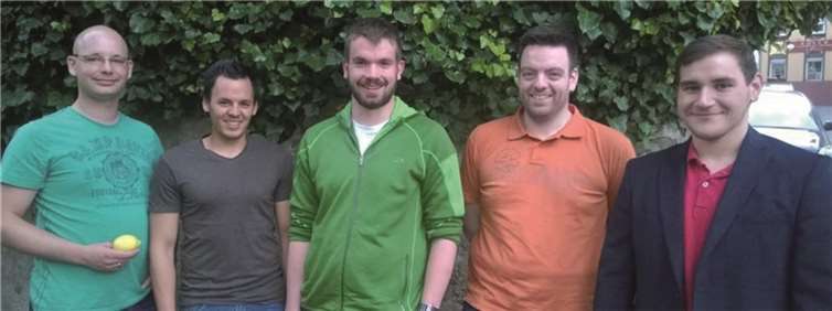 (V. l..) Tobias Indefrei, Mark Lubkoll, Lars May, Sven Zavelberg, Can Akinci wollen den Neustart. Privat