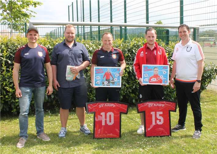 Verabschiedungen beim SV Kripp: v.li. Marc Göttlicher, Ferdinand Koch, Oliver Küster, Jan Schäfer, Andreas Beyer. Quelle: SV Kripp