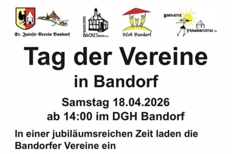 Veranstaltungsplakat der vier Bandorfer Vereine