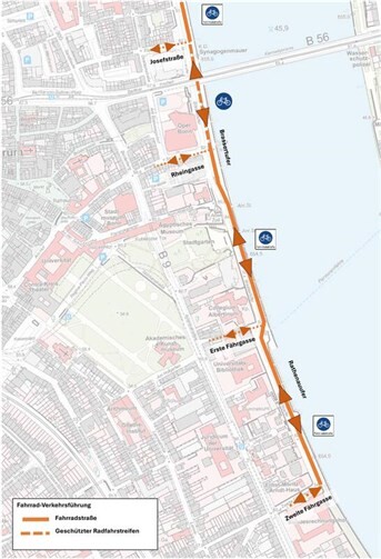 Verkehrsführung für den Radverkehr.
