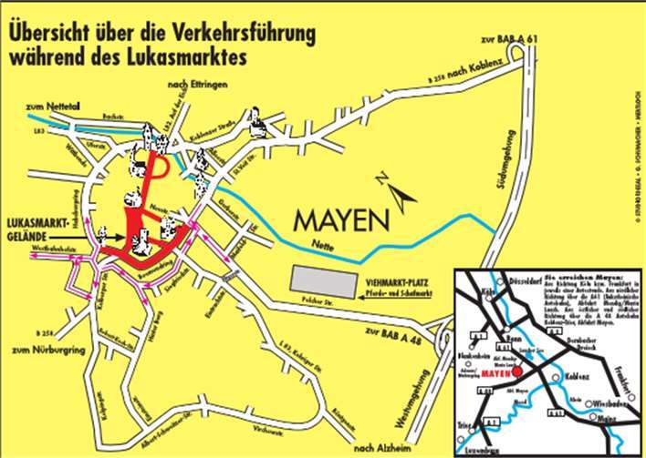 Verkehrsführung während der Lukasmarktzeit Grafiken: Stadt Mayen