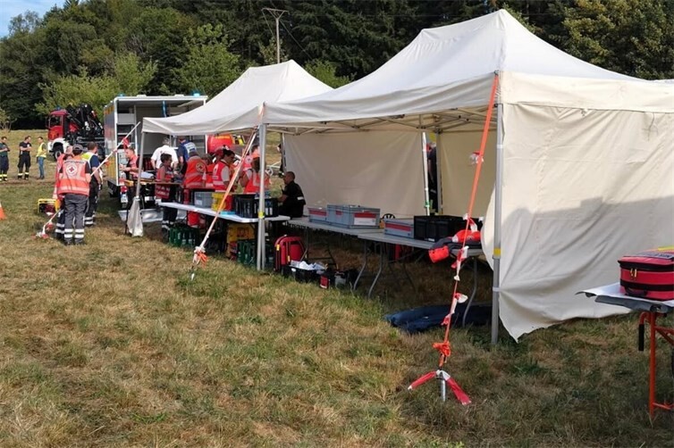 Versorgungsstelle beim Brand in Hilgert.