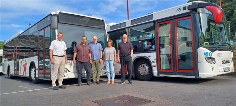 Vertreter der Grünen Kreistagsfraktion im Gespräch mit der Geschäftsführung der Transdev Rhein-Mosel-Eifel GmbH.  Foto: Kreistagsfraktion Pressestelle