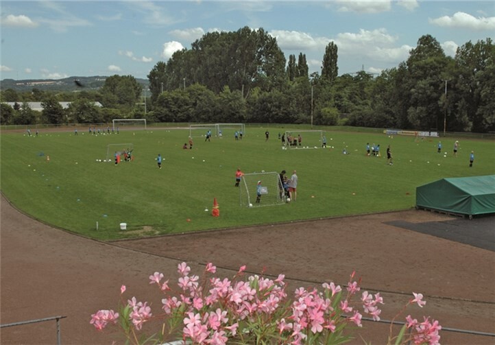 Viel Betrieb auf dem Rasen des Rhein-Ahr-Stadions.