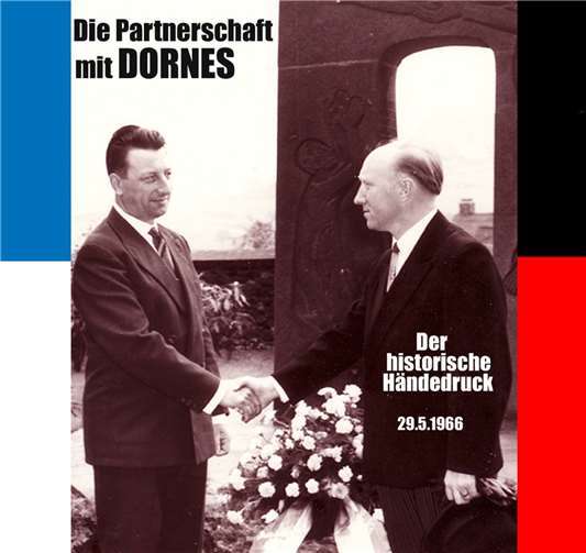 Viele Ettringer werden sich noch daran erinnern, als sich der damalige Ettringer Ortsbürgermeister Ernst O. Müller und sein französischer Amtskollege, der Bürgermeister von Dornes, Hubert Gontard, 1966 bei der Kranzniederlegung am Ettringer Ehrenmal die Hand reichten.