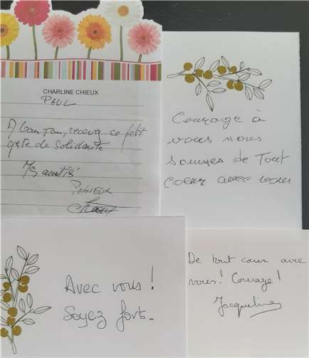 Vielen kleine Grußbotschaften begleiteten die Spenden.Foto: privat