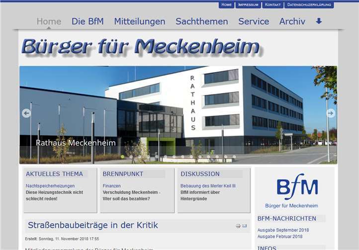 Vielfältige kommunalpolitische Informationen bietet die Homepage der BfM. privat