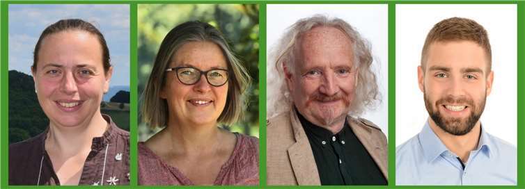 Vier GRÜNE aus dem Kreis Ahrweiler kandidieren für einen Sitz im Landtag (v.l.n.r.): Stefani Jürries (Wahlkreis 13), Birgit Stupp (Wahlkreis 14), Wolfgang Schlagwein und Tim Schäfer. Foto: BÜNDNIS 90/DIE GRÜNEN Kreisverband Ahrweiler