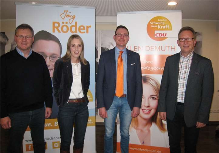 Viktor Schicker (stellv. Kreisvorsitzender) (v.l.n.r), Ellen Demuth, MdL (Kandidatin WK 3), Jörg Röder (Kandidat WK 4) und Erwin Rüddel, MdB (Kreisvorsitzender). privat