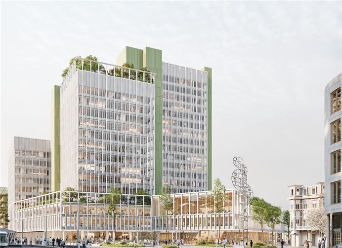 Visualisierung des künftigen Stadthaus-Areals mit Blick von der Oxfordstraße.