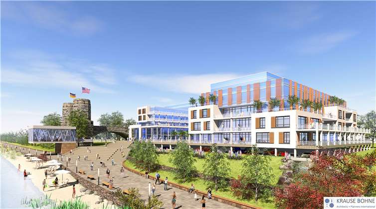 Stadtrat hat den Auftrag zur Auflösung des Durchführungsvertrags erteilt Visualisierung des neuen Hotelkomplexes.Foto: KRAUSE BOHNE Architects + Planers International