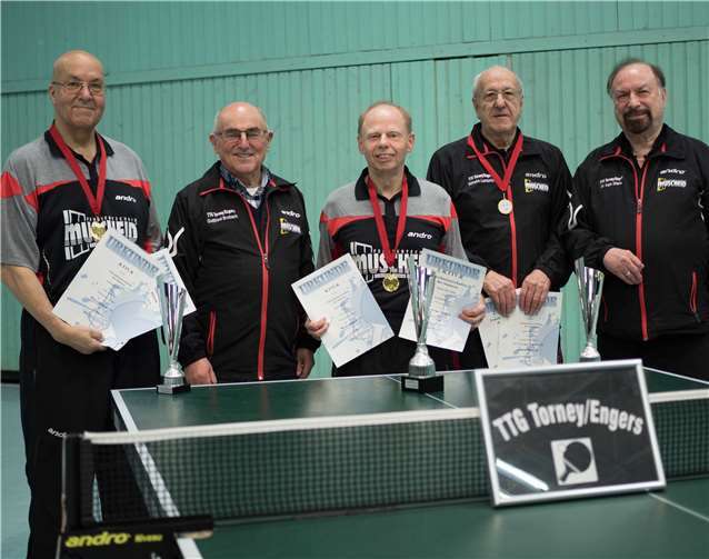 (V.l.:) Josef Link, TTG-Vorsitzender Gottfried Brubach, Friedhelm Paus , Willi Lambrich und Dr. Ingo Stierle. Foto: privat