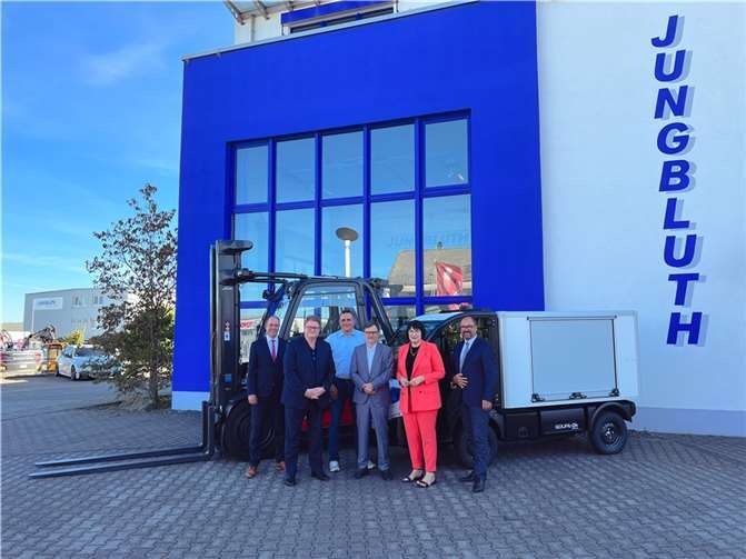 V.l.: Marco Sorger, Ralf Seekatz MdEP, Peter Wilkes, Alfred Jungbluth, Anette Moesta MdL und Michael Huschka. Foto: Enes Müller