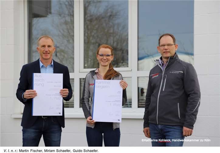 V.l.: Martin Fischer, Miriam Schaefer, Guido Schaefer. Foto: Katharina Kohleick, Handwerkskammer zu Köln