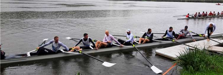 V.l. Steuerfrau Paula Kollmann, Julius Müller, Luca Schneider, Andreas Werner, Maximilian Bierwirth, Jan Willemsen, Richard Fuchs, Lukas Mallmann und Paul Stein. Quelle: Koblenzer Ruderclub Rhenania