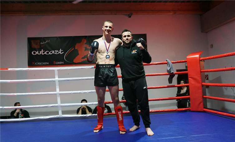 Muay Thai-Gala bei „Outcast Fighting“ V.l.: Till Wagner und Marco Mosdzien.