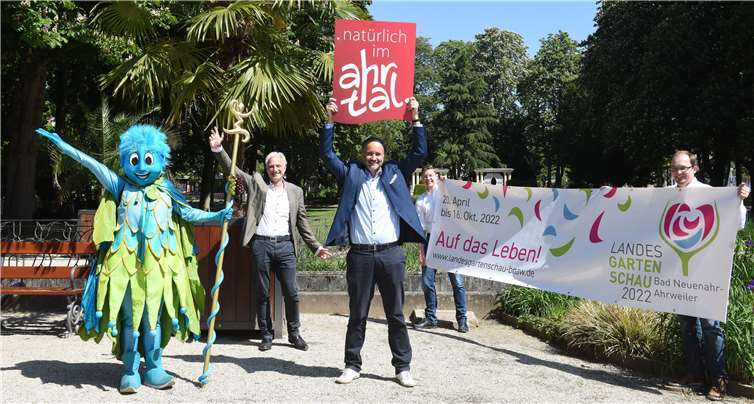 V.li. Ahrvin, Mattthias Schmauder-Werner, Christian Lindner, Christian Senk und Jörn Kampmann.Quelle: Landesgartenschau Bad Neuenahr-Ahrweiler 2022 gGmbH 