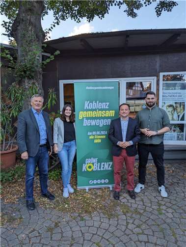 V.li. Dr. Ulrich Kleemann, Kim Theisen, Dr. Andreas Lukas und Christopher Bündgen. Quelle: Grüne Koblenz