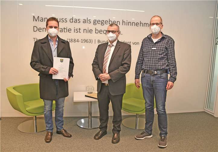 V.li. Dr. med. Torsten Bähner, Landrat Dr. Alexander Saftig und Rainer Nell.Quelle: Kreis Mayen-Koblenz