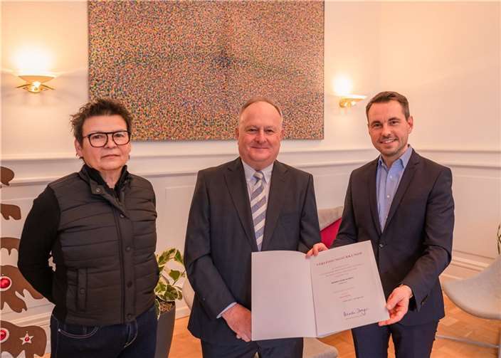 V.li. Karin Schiel, Gerd Kohns und OB David Langner.Quelle: Stadt Koblenz