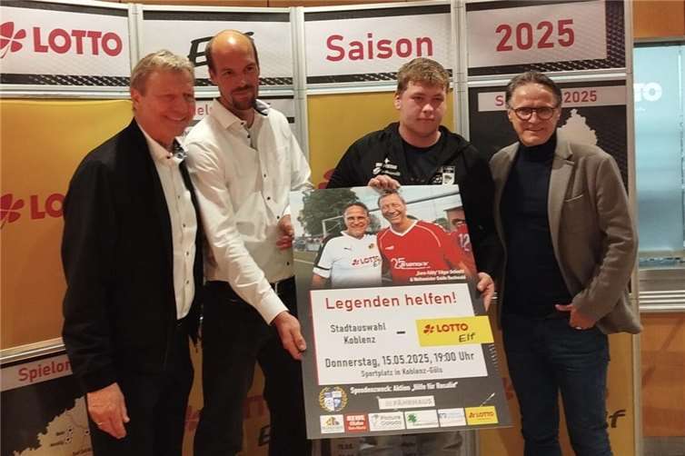 V.li. Weltmeister Guido Buchwald, Tobias Liesenfeld, Tim Griedelbach und „Euro-Eddy“ Edgar Schmitt. Foto: BSC 1950 Güls