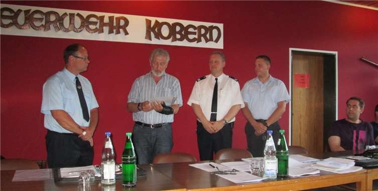 V.l.n.r.: Ramon Mihalits, Bürgermeister Bruno Seibeld, Michael Gohmann, Andreas Griebel, Jens Kerber. Verbandsgemeinde Rhein Mosel