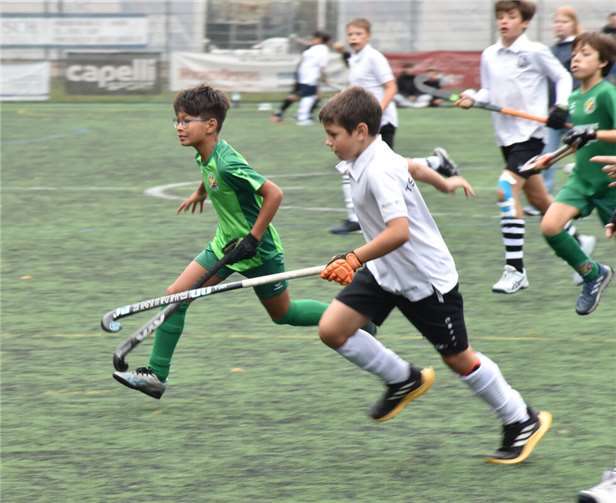 Voller Einsatz bei den Hockeyspielern unter 12 Jahre.  Fotos: hep