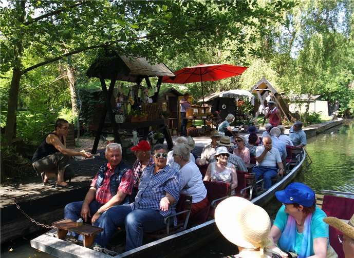 Vom Bootshafen ging es zu einer langen Kahnfahrt durch den Spreewald.