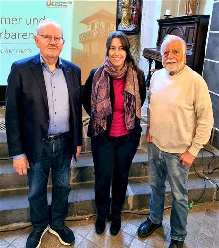 Von links: Dr. H. Seibert (stellv. Vorsitzender; Lahnsteiner Altertumsverein), Prof. Dr. V. Egentenmeyr (Referentin), R. Kring (Vorstand Lahnsteiner Altertumsverein). Foto: privat