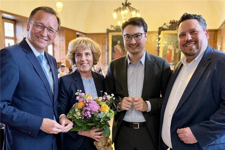 Von links: Josef Oster, Dr. Dagmar Kranz, Philip Rünz und Andreas Birtel nach der erfolgreichen Wahl von Dr. Dagmar Kranz zur Bürgermeisterin – gemeinsam für ein starkes Koblenz.