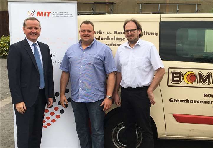 „DSGVO überfordert den Mittelstand!“ Von links nach rechts: Jörg Meurer (MIT Mayen-Koblenz), Uli Bomm (Geschäftsführer Bomm GmbH), Gerold Schmidt (icotec communication). privat