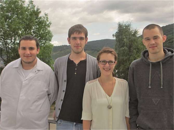 Von links nach rechts : Tobias Valerius (Fleischer), Matthias Dorweiler (Groß- und Außenhandelskaufmann), Theresia Eberz (Groß-und Außenhandelskauffrau) und Florian Dittert (Groß-und Außenhandelskaufmann).privat