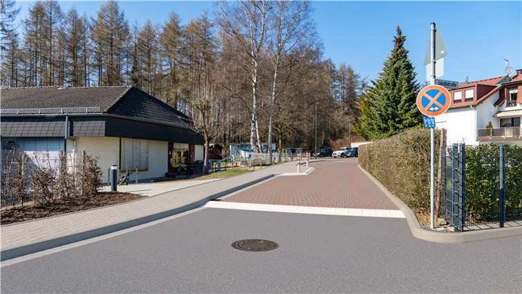 Vor dem Kindergarten in Stromberg wird eine Aufpflasterung zur Verkehrsberuhigung hergestellt.  Foto: Stadt Bendorf