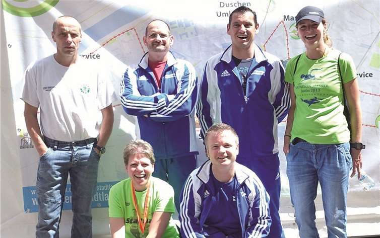 Vor dem Start in Trier (v.li.): Bernd Engel, Petra Müller-Peters, Harald Müller, Guido Paul, Torsten Schmitt und Marion Heidrich. Es fehlt Alfons Bernert. privat