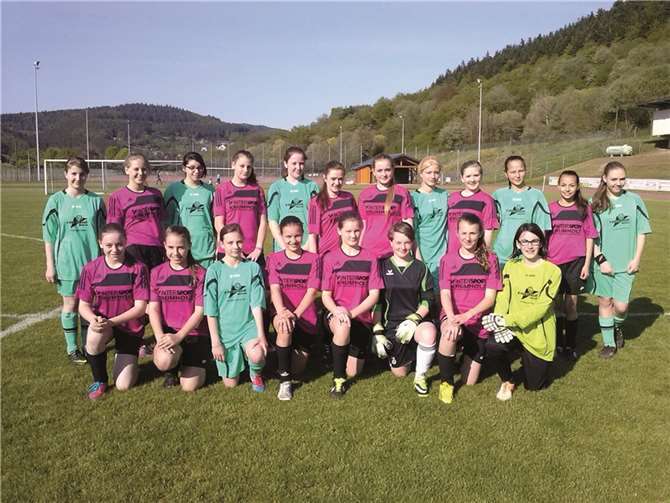 Vor dem letzten Spiel MSG Adenau (türkis) - MSG Herresbach (pink)privat