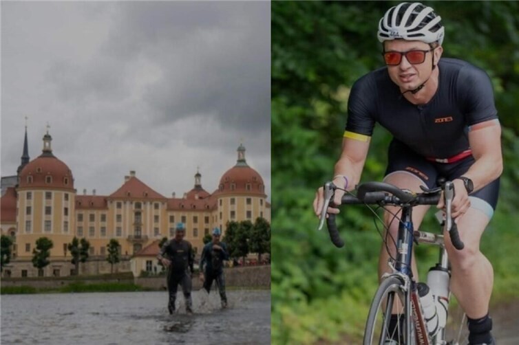 Vor der historischen Kulisse von Schloss Moritzburg gelang Mike Kramer vom LT Puderbach ein starkes Rennen über die olympische Distanz. Nach 2:30 Stunden Platz 5 in der Klasse M30
