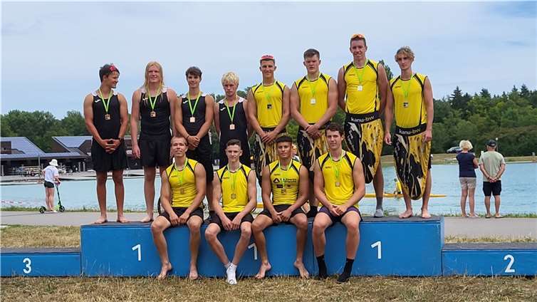 Vorne v.li. Thiem, Schwandt, Werner, Schütz (RG Baden Württemberg). Hinten: Hinz, Wortmann, Herrmann, Lunkenbein (RG Südwest), Flohr, Schulz, Schulze, Klass (RG BW). Quelle: WSV Koblenz-Metternich