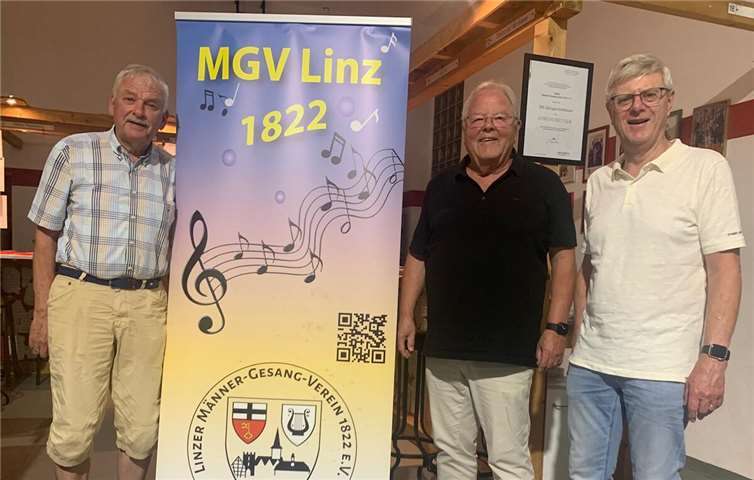 Vorstand des MGV Linz: Hans Schmitt (1. Vorsitzender), Dr. Andreas Paffhausen (stellv. Vorsitzender), Siggi Bündgen (Geschäftsführer).Foto: privat