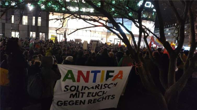 Während der Demonstration in Koblenz. Foto: Lara Thum