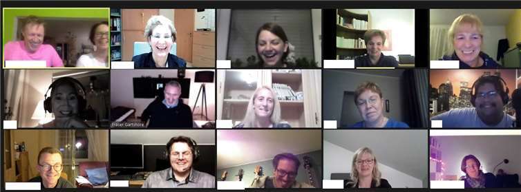 Während der Onlineprobe.Quelle: Gospel Voices St. Anna