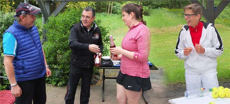 Während des Schleifchenturniers v.li. Waldemar Bondza, Alfred Saal, Lea Saal und Bonita Hoß-Saal.Rüdiger Vietor