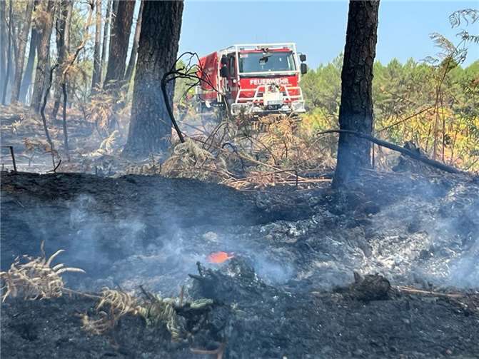 Waldbrand in Südfrankreich: Zahlreiche Einsatzkräfte aus NRW im Einsatz Waldbrandfahrzeug im Einsatz.