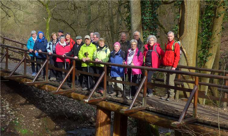 Wanderfreunde auf der Pöntnerbachbrücke. Foto: Irmhild Füllenbach