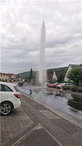 Kaltwasser-Geysir in Sinzig Wassersäule in Sinzig. Foto: Achim Bermel