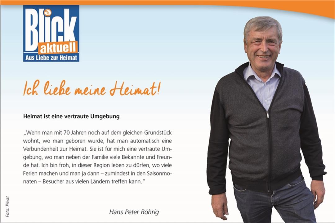 Peter Roehrig Hans Peter Röhrig: Heimat ist eine vertraute Umgebung