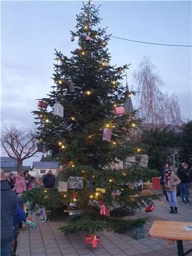 Weihnachtsbaum in der Oedinger Ortsmitte.