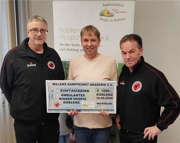 Kampfkunst für den guten Zweck Wenn Kampfkunst Leben schützt: 1000 Euro für das Kinder-Hospiz.Foto: WKA Koblenz