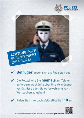 Wenn falsche Polizeibeamte anrufen sollten Betroffene sofort auflegen und die 110 anrufen. Foto: Polizei