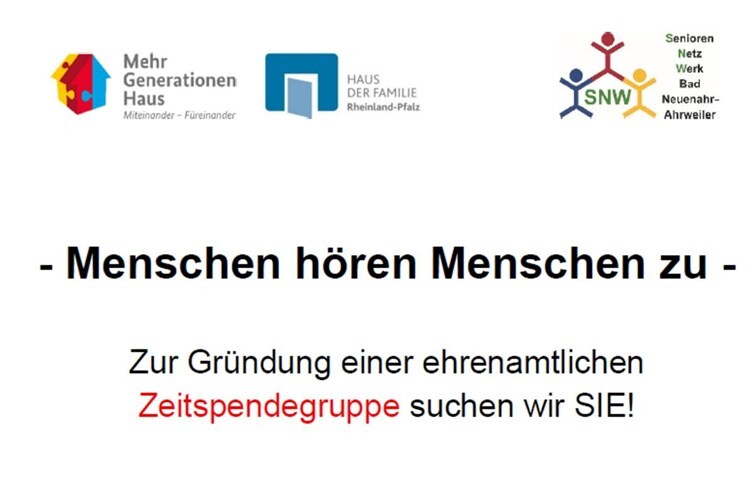 Wer möchte sich an einer ehrenamtlichen Zeitspendegruppe beteiligen?